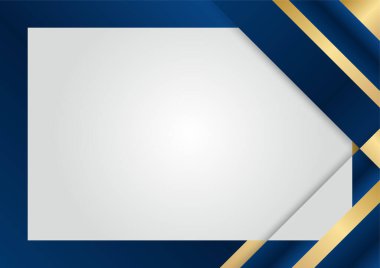 Lükslü koyu mavi arka planda kesişen boyut elemanları. Soyut geometrik şekiller, parlak gerçekçi altın elementlere sahip yarım ton dokusunu oluşturur. Modern vektör tasarım şablonu