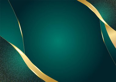 Soyut lüks koyu yeşil katman ve altın çizgi. Lüks ve zarif bir geçmişi var. Soyut şablon tasarımı. Sunum için tasarım, afiş, kapak, kartvizit