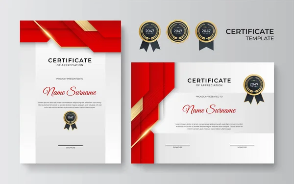 Certificate Template Diploma Modern Design Gift Certificate Vector Illustration Red — Stock Vector