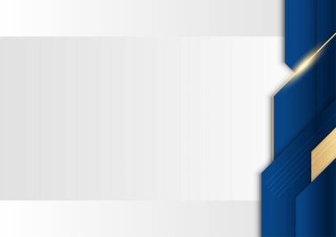 Soyut mavi ve altın arkaplan. Lüks lacivert arka plan ve parıldayan altın çizgilerin birleşimi. Pankart, poster, sunum tasarımı ve el ilanları için üst üste dizayn edilmiş arka plan tasarımı