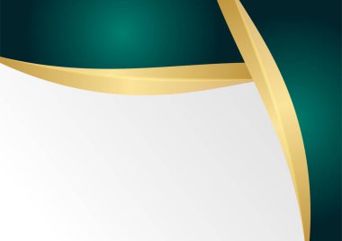 Soyut dalgalı lüks, koyu yeşil ve altın arkaplan. Grafik tasarım ögesi