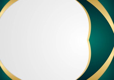 Soyut dalgalı lüks, koyu yeşil ve altın arkaplan. Grafik tasarım ögesi