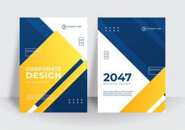 Modern mavi sarı işletme şirket kapağı tasarımı. Mavi dijital kapaklar, şablonlar, posterler, broşürler, afişler, afişler. Soyut minimal fütüristik teknoloji tasarımı