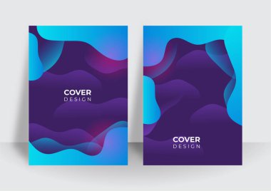 Ticari asgari moda tarzı için soyut mavi geometrik kapak tasarımı arka planı. Modern kitapçık broşürü soyut arka plan ile soyut kapak şablonu seti