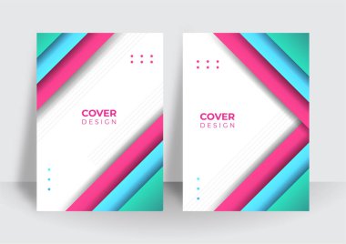 Ticari asgari moda tarzı için soyut pembe geometrik kaplama tasarımı. Modern kitapçık broşürü soyut arka plan ile soyut kapak şablonu seti