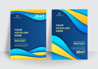Modern mavi kapak şablonu arka planı. Renkli kitapçık broşürü soyut kapak şablonu. Broşür, rapor, katalog, dergi veya kitapçık için iş kapağı tasarım şablonu.
