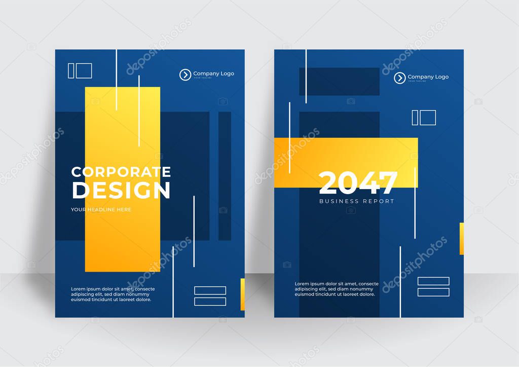 Modern blue yellow business corporate cover design background. Blue digital contemporary covers, templates, posters, brochures, banners, flyers. Abstract minimal futuristic technology design