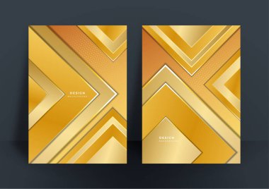 Kapak tasarımı şablonu için çokgen lüks desenli soyut parlak altın arkaplan