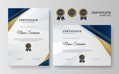 Modern mavi sertifika tasarım şablonu