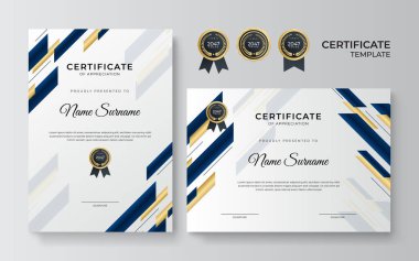 Modern mavi sertifika tasarım şablonu