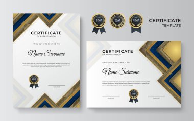 Modern mavi sertifika tasarım şablonu