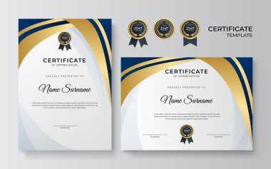 Modern mavi sertifika tasarım şablonu