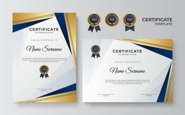 Modern mavi sertifika tasarım şablonu