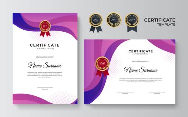 Sertifika şablonunu dinamik ve gelecekçi çokgen renk ve modern arkaplan ile ayarla