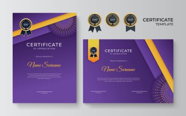 Sertifika şablonunu dinamik ve gelecekçi çokgen renk ve modern arkaplan ile ayarla