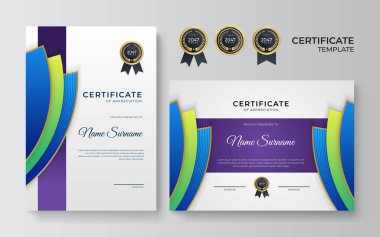 Sertifika şablonunu dinamik ve gelecekçi çokgen renk ve modern arkaplan ile ayarla