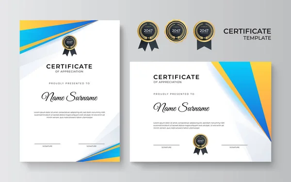 Modèle Certificat Appréciation Design Géométrique Tendance — Image vectorielle