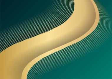 Geometrik Şekil ve Altın Element Birleştirmesi ile Soyut Karanlık Arkaplan. Sunum tasarımı için koyu yeşil ve altın arkaplan, kapak şablonu, afiş, el ilanı, kurumsal rapor ve daha fazlası