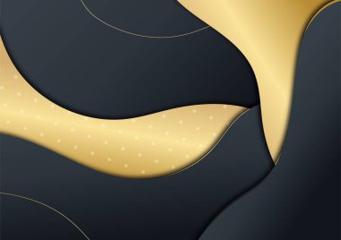 Lüks siyah ve altın soyut arka plan. Yaratıcı altın dinamik diyagonal çizgi deseni. İş broşürü, poster, defter, menü şablonu için resmi premium vektör arkaplanı