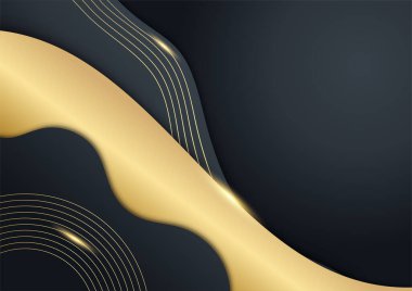 Lüks siyah ve altın soyut arka plan. Yaratıcı altın dinamik diyagonal çizgi deseni. İş broşürü, poster, defter, menü şablonu için resmi premium vektör arkaplanı