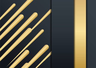 Siyah soyut sunum arkaplanı. Siyah altın arka plan çakışan boyut soyut geometrik modern. Üst üste binen siyah altın kaplama donanma. İş ve şirket için uygun.