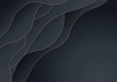 Siyah soyut sunum arkaplanı. Siyah altın arka plan çakışan boyut soyut geometrik modern. Üst üste binen siyah altın kaplama donanma. İş ve şirket için uygun.