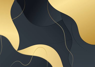 Lüks siyah ve altın dalga soyut arkaplan