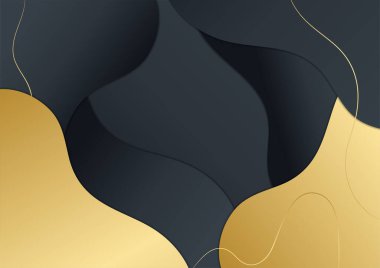 Lüks siyah ve altın dalga soyut arkaplan