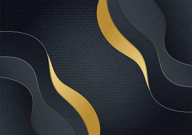 Lüks siyah altın arka plan. Zarif bir sunum afişi. Vektör illüstrasyonu.