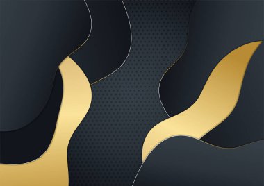 Lüks siyah altın arka plan. Zarif bir sunum afişi. Vektör illüstrasyonu.