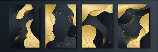 Розкішний Чорний Золотий Фон Сучасний Елегантний Банер Презентації Бізнесу Костюм — стоковий вектор