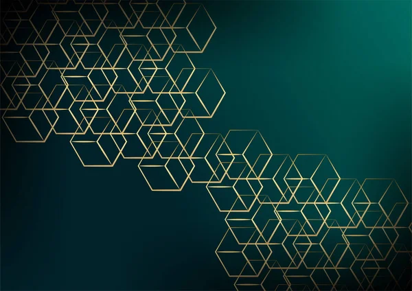 Abstrakter Dunkler Hintergrund Mit Geometrischer Form Und Kombination Aus Goldenem — Stockvektor