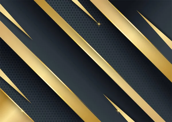 Schwarzes Gold Hintergrund Vector Luxus Tech Hintergrund Stapelweise Schwarzes Papier — Stockvektor