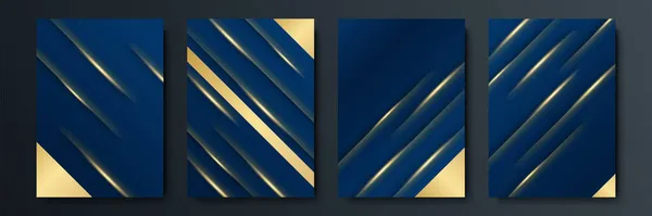 Abstrakt Blå Och Guld Bakgrund Abstrakt Mall Mörkblå Lyx Premium — Stock vektor