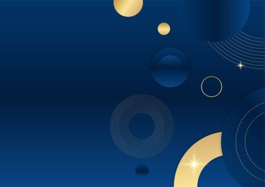 Mavi ve altın soyut iş geçmişi. Soyut şablon lüks koyu mavi ve altın arkaplan. Renkli altın parıldıyor. Parlak gerçekçi altın elementlerle yarım ton dokusu..
