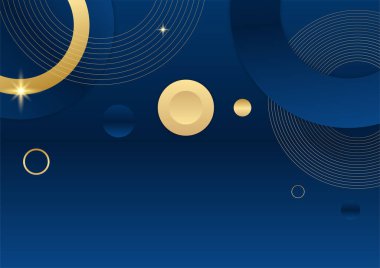 Mavi ve altın soyut iş geçmişi. Soyut şablon lüks koyu mavi ve altın arkaplan. Renkli altın parıldıyor. Parlak gerçekçi altın elementlerle yarım ton dokusu..