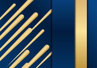 Mavi ve altın soyut iş geçmişi. Soyut şablon lüks koyu mavi ve altın arkaplan. Renkli altın parıldıyor. Parlak gerçekçi altın elementlerle yarım ton dokusu..