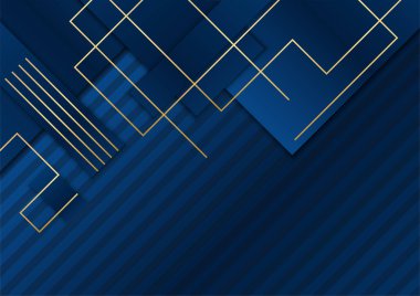 Koyu lacivert ve altın kıvrımlı arka planda parıldayan altın çizgili çizgiler ve parıltılarla. Lüks ve zarif. Soyut şablon tasarımı. Sunum, afiş, kapak için tasarım.