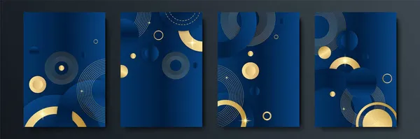 Abstract Blauwe Gouden Achtergrond Abstract Template Donkerblauwe Luxe Premium Achtergrond — Stockvector