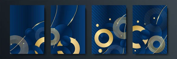 Blauer Hintergrund Mit Goldenen Abstrakten Elementen Blauer Gold Hintergrund Überlappen — Stockvektor