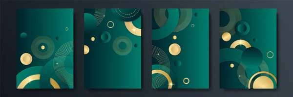 Moderne Einfache Dunkelgrüne Und Goldene Glitzern Abstrakten Geometrischen Hintergrund Mit — Stockvektor