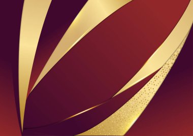 Soyut kırmızı lüks arka plan, altın çizgili, kağıt kesim tarzı 3D. vektör illüstrasyonu.