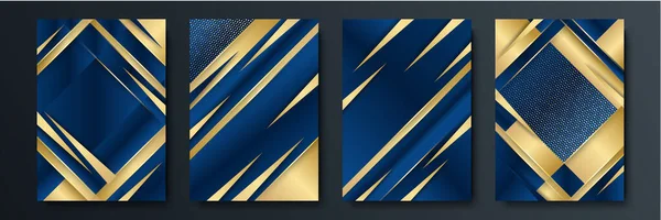 Abstrakt Blau Grau Gold Pfeil Metallisch Richtung Luxus Überlappen Design — Stockvektor