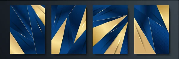 Abstrakt Blau Grau Gold Pfeil Metallisch Richtung Luxus Überlappen Design — Stockvektor