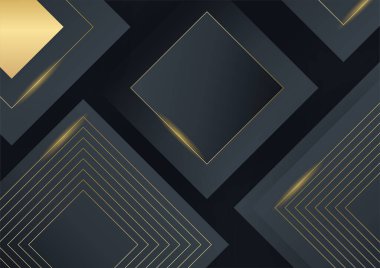 Basit metin tasarımı ile siyah metalik doku üzerine soyut altın modern lüks fütüristik arka plan çizimi