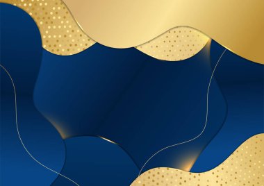 Soyut çokgen desenli lüks altın rengi koyu mavi