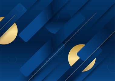 Soyut çokgen desenli lüks altın rengi koyu mavi