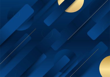 Soyut çokgen desenli lüks altın rengi koyu mavi