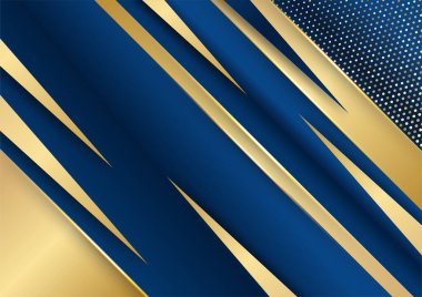 Soyut çokgen desenli lüks altın rengi koyu mavi