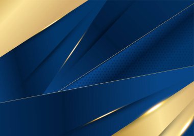 Soyut çokgen desenli lüks altın rengi koyu mavi